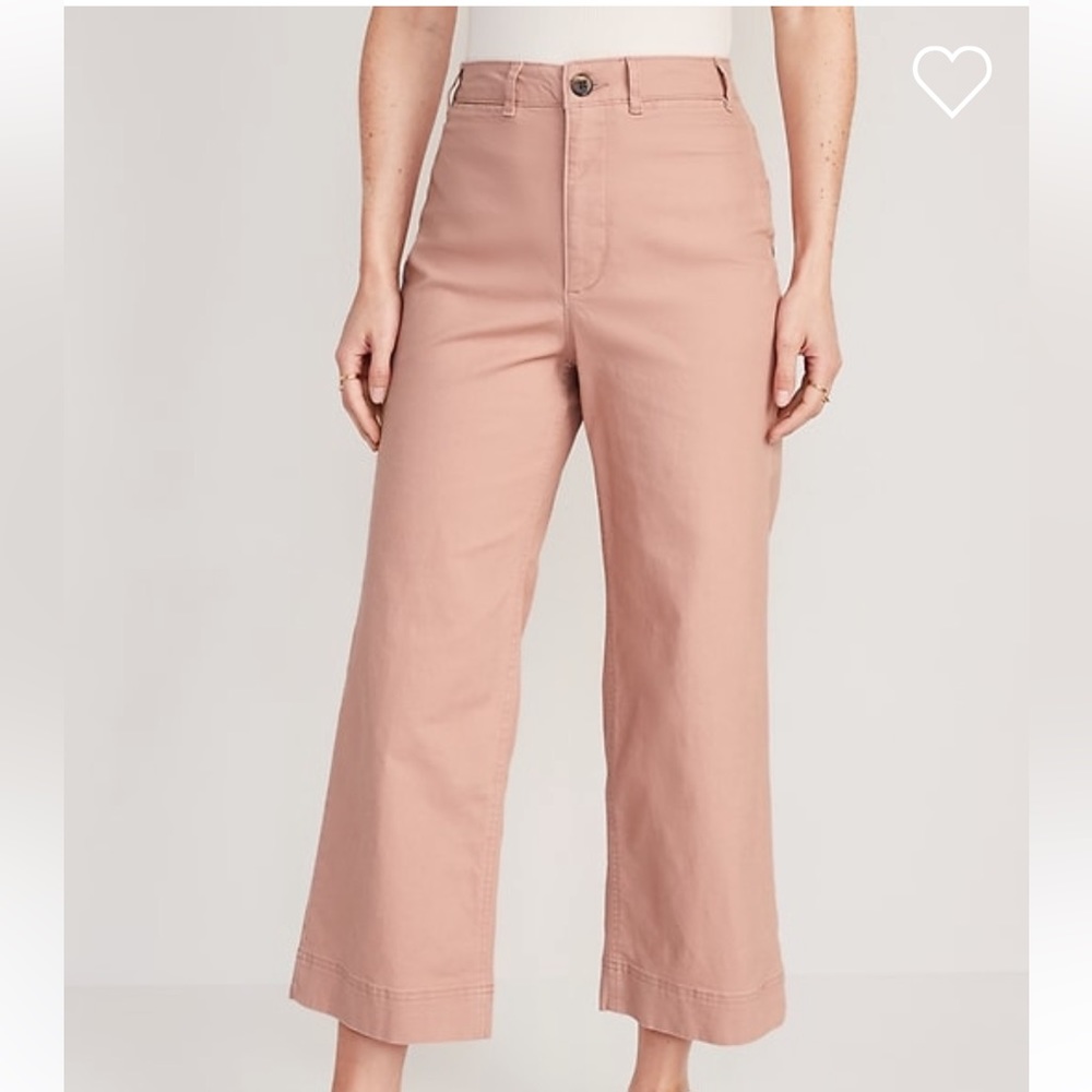High-Waisted Cropped Wide-Leg Chino Pants